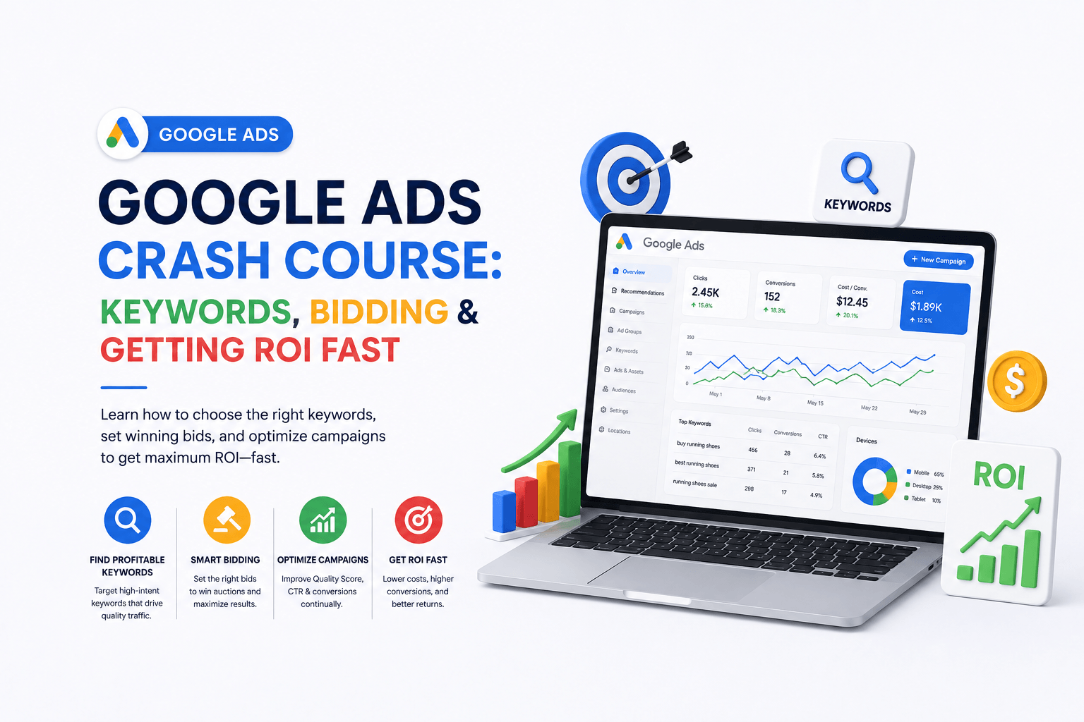 Google Ads Crash Course: Keywords, Bidding & Getting ROI Fast Google Ads Crash Course